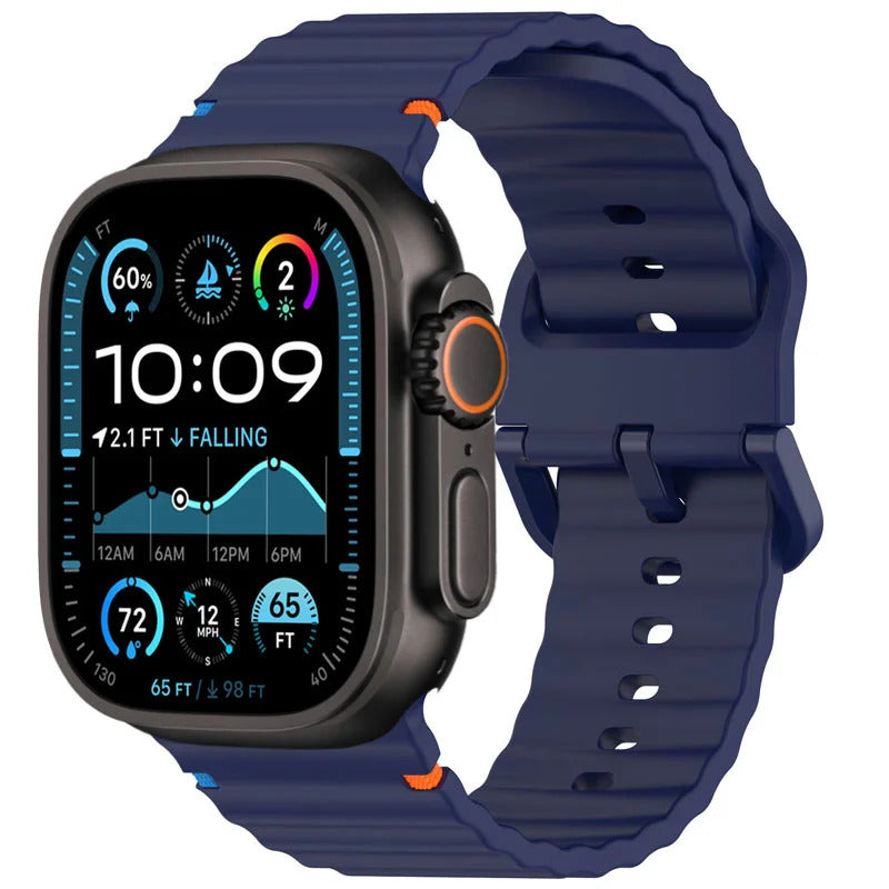 Apple Watch Series 9 Watch Strap Silicone Wave Sports Slim Watch Band