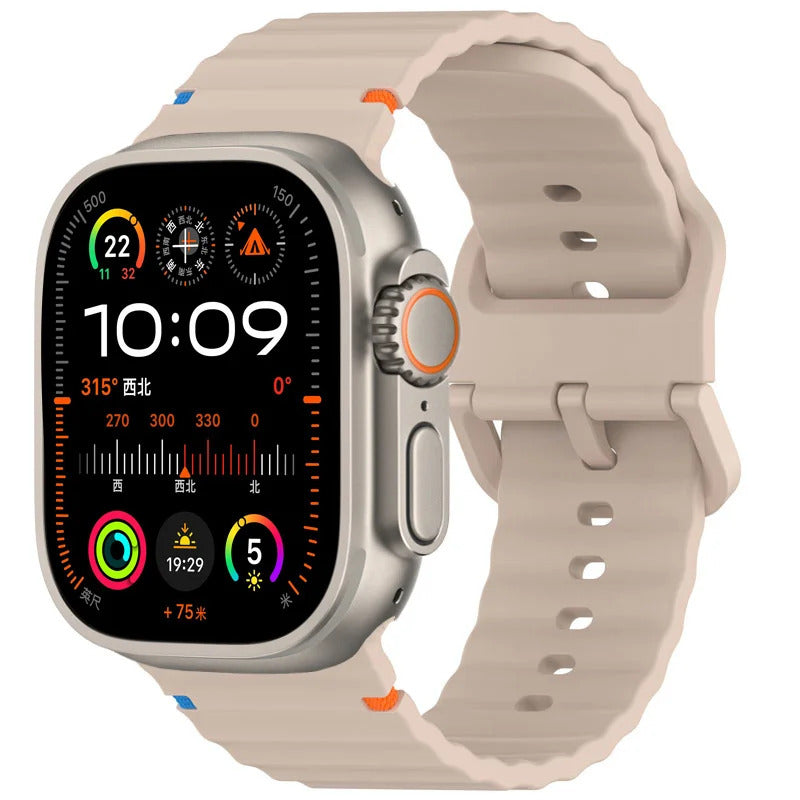 Apple Watch Series 9 Watch Strap Silicone Wave Sports Slim Watch Band