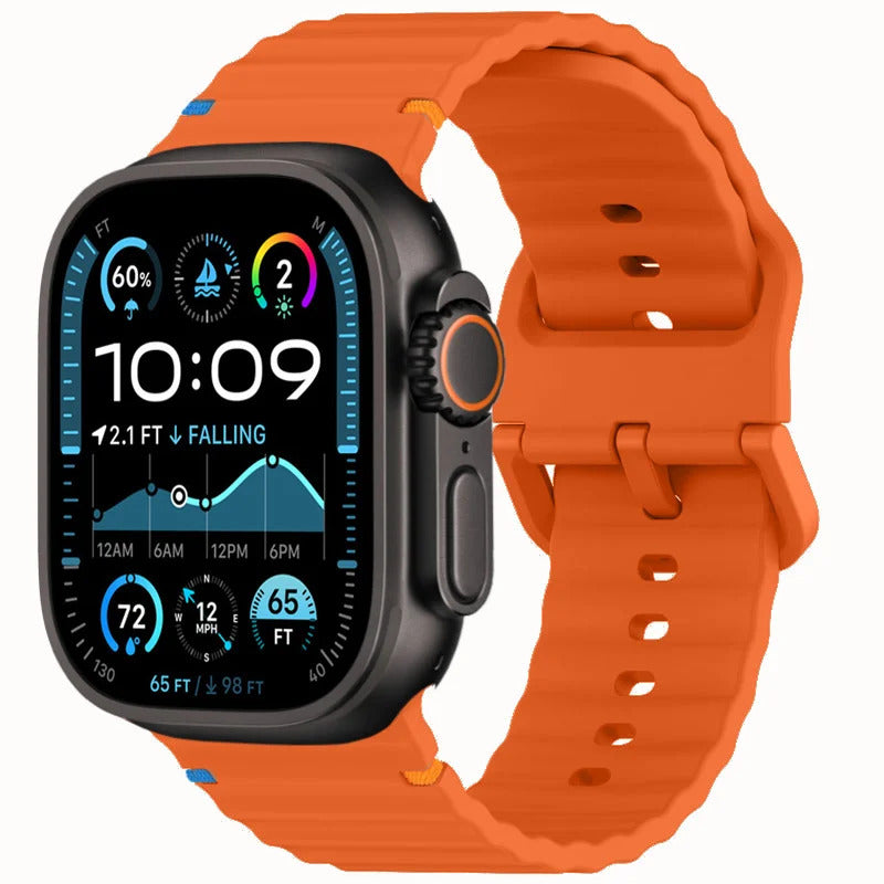 Apple Watch Series 9 Watch Strap Silicone Wave Sports Slim Watch Band