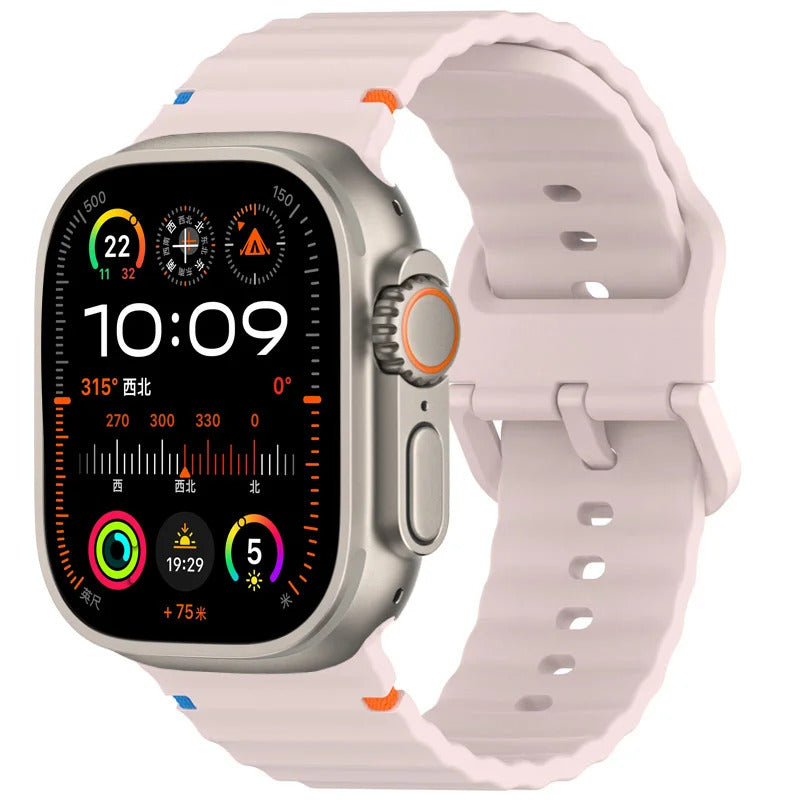 Apple Watch Series 9 Watch Strap Silicone Wave Sports Slim Watch Band