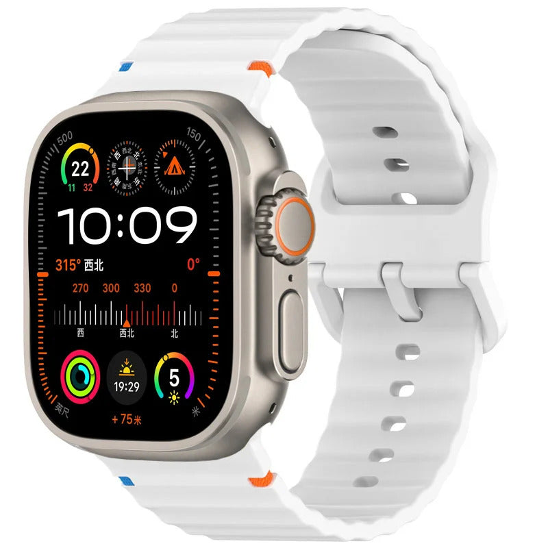 Apple Watch Series 9 Watch Strap Silicone Wave Sports Slim Watch Band