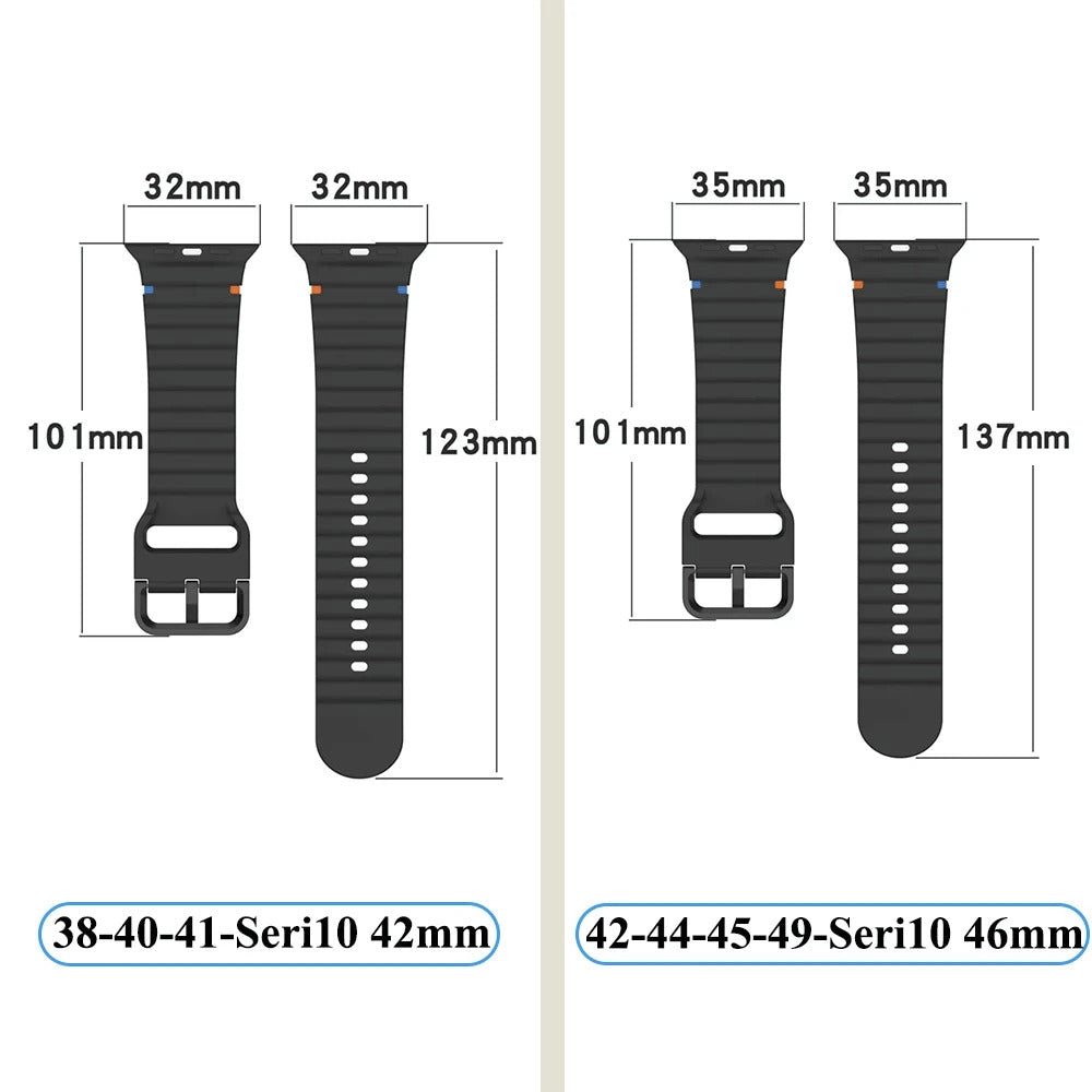 Apple Watch Series 9 Watch Strap Silicone Wave Sports Slim Watch Band