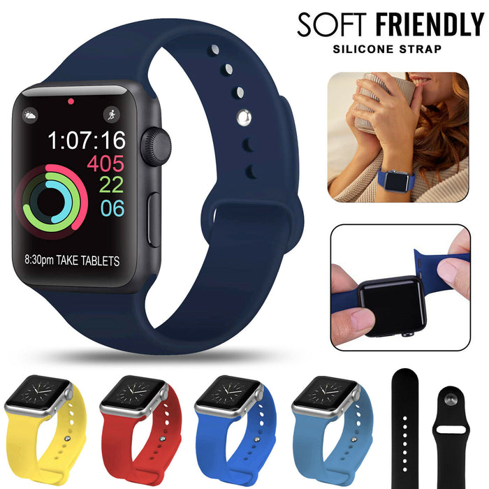 Apple Watch SE Soft Replacement Silicone Strap Sports Slim Watch Band