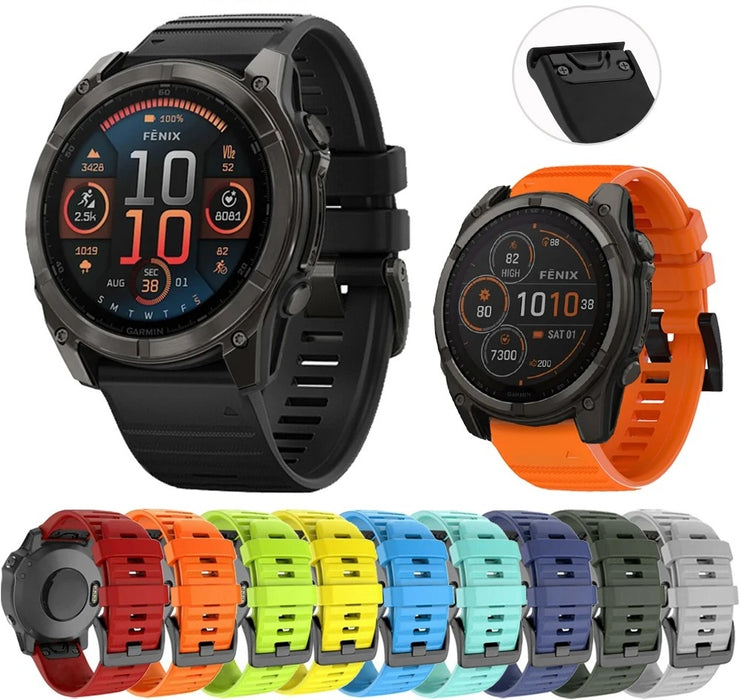 Garmin Fenix 8 Solar 51mm Soft Silicone Strap Fitness Sports Band - Quick Release