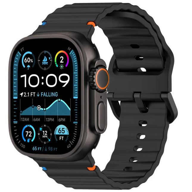 Apple Watch Series 8 Watch Strap Silicone Wave Sports Slim Watch Band