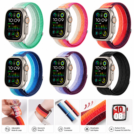 Apple Watch Series 11 Woven Nylon Watch Strap Two-Tone Slim Sports Band