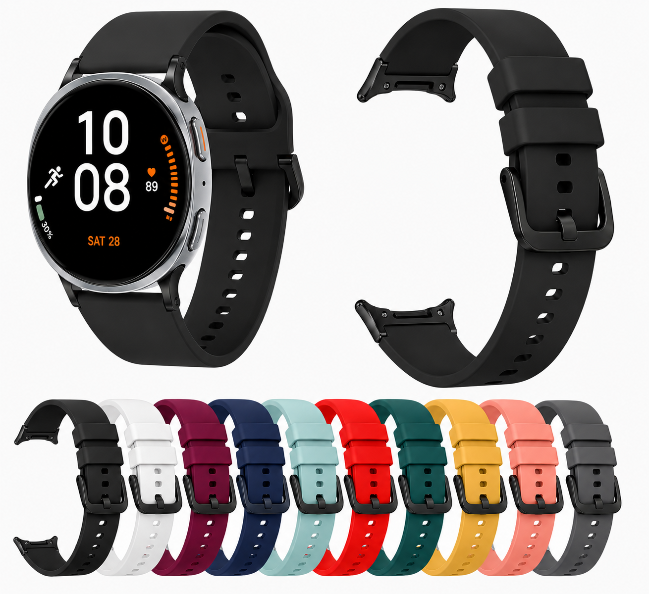 Samsung Galaxy Watch 8 40mm Silicone Sport Watch Strap Band Soft Solid Color