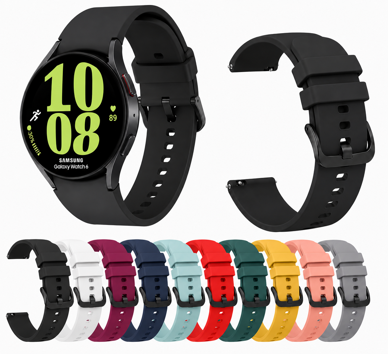 Samsung Galaxy Watch 6 40mm Silicone Sport Watch Strap Band Soft Solid Color