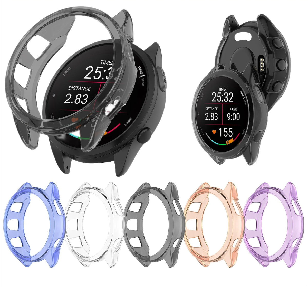Garmin Forerunner 165 Case Transparent TPU Protective Watch Cover Screen Protector