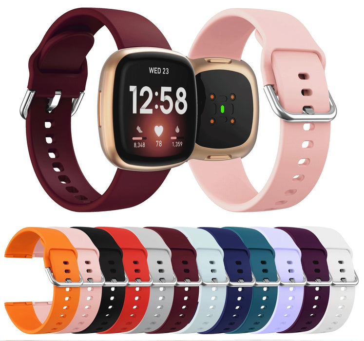 Fitbit Versa 3 Strap Rubber Band Soft Silicone Solid Color Replacement