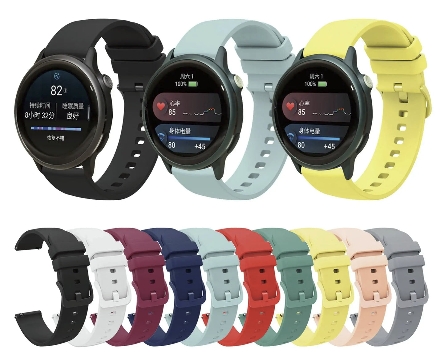 Garmin Forerunner 165 Music Silicone Sport Watch Strap Band Soft Solid Color