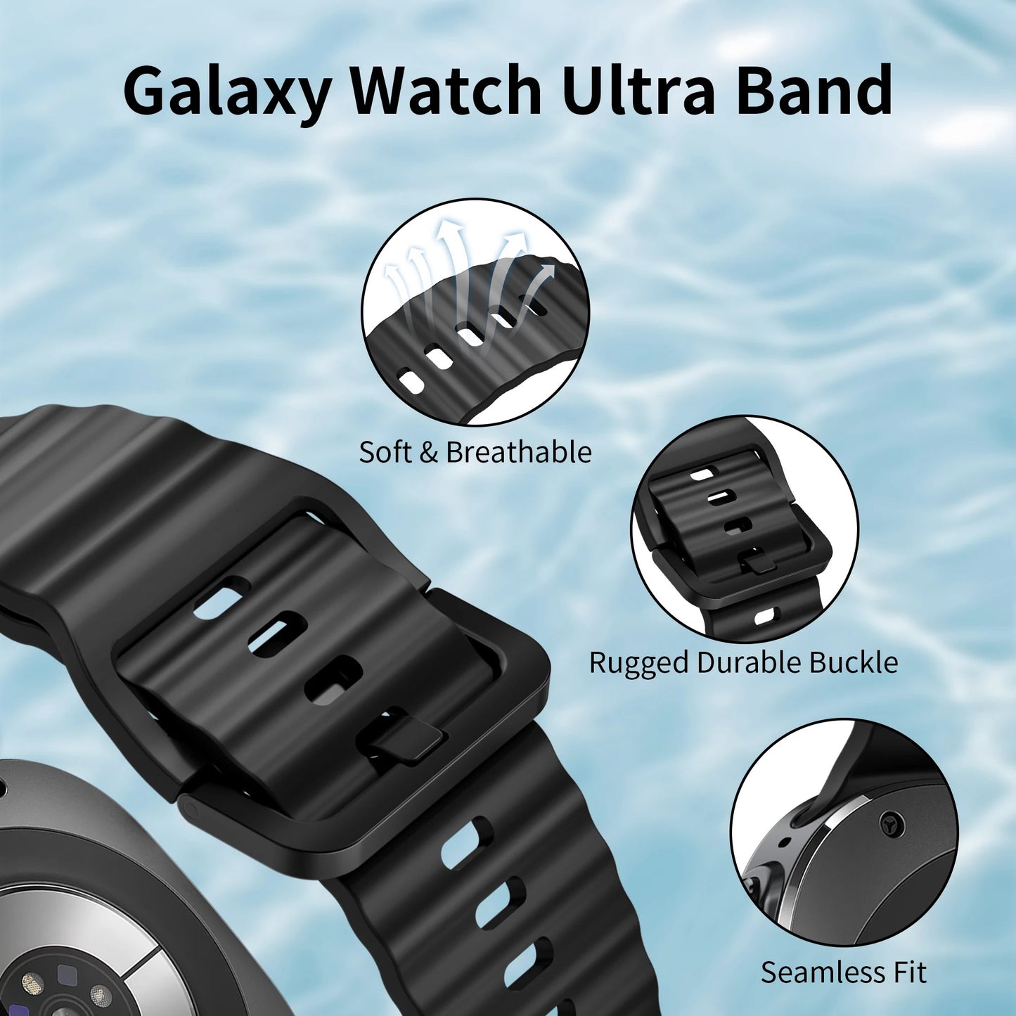 Samsung Galaxy Watch 8 44 MM Silicone Strap Wave Sports Soft Watch Band Bracelet