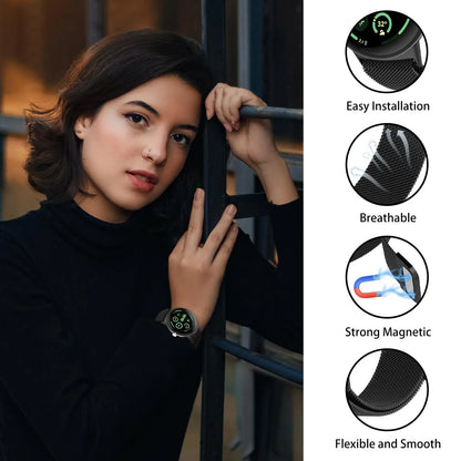 Google Pixel Watch 1 Strap Magnetic Milanese Metal Mesh Loop Band Stainless Steel