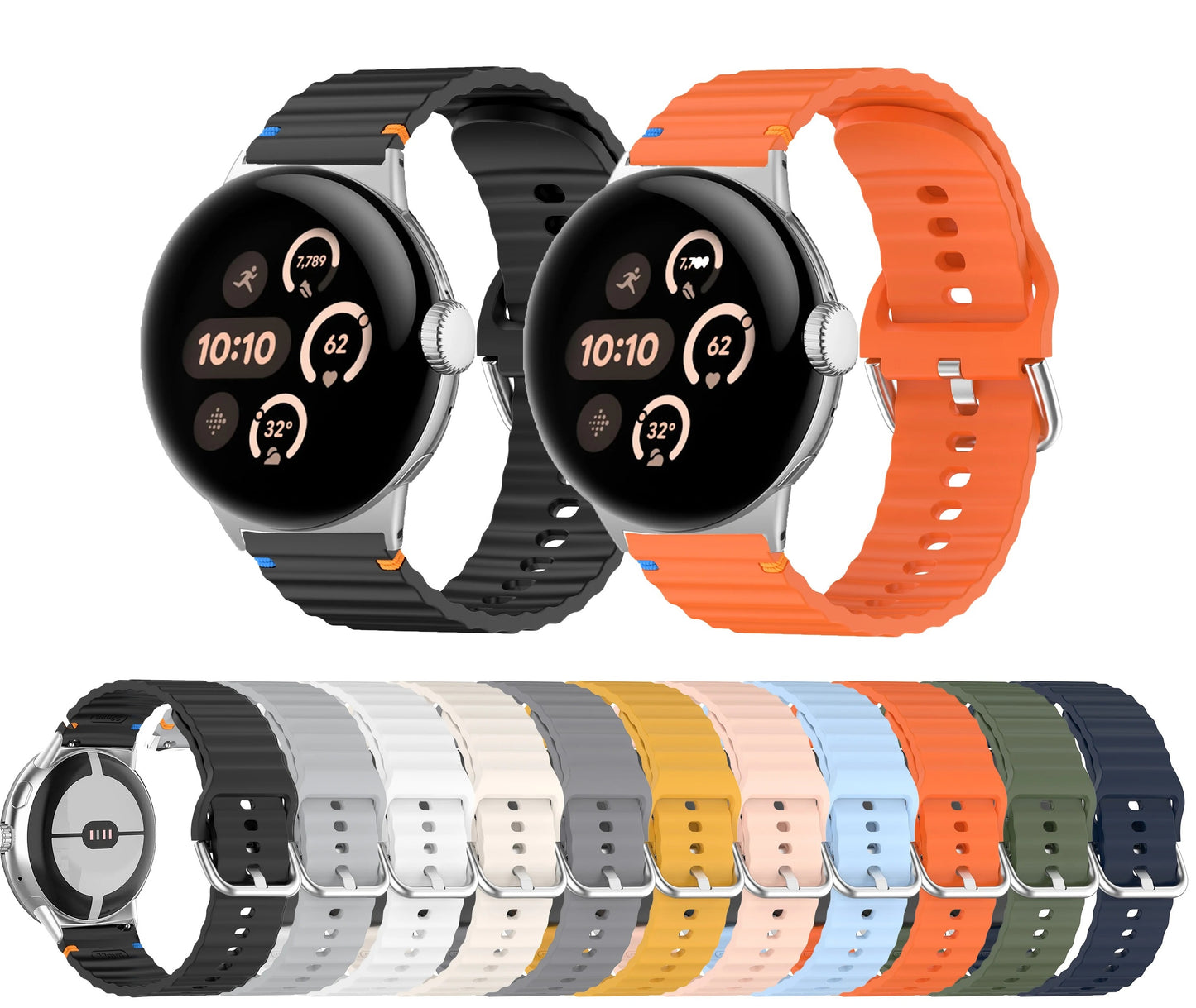 Google Pixel Watch 3 41mm Strap Watch Band Sports Soft Silicone Wave Band