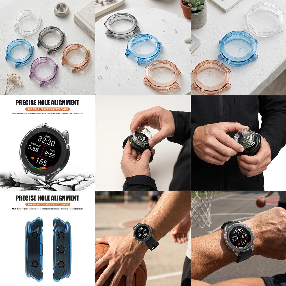 Garmin Forerunner 165 Case Transparent TPU Protective Watch Cover Screen Protector