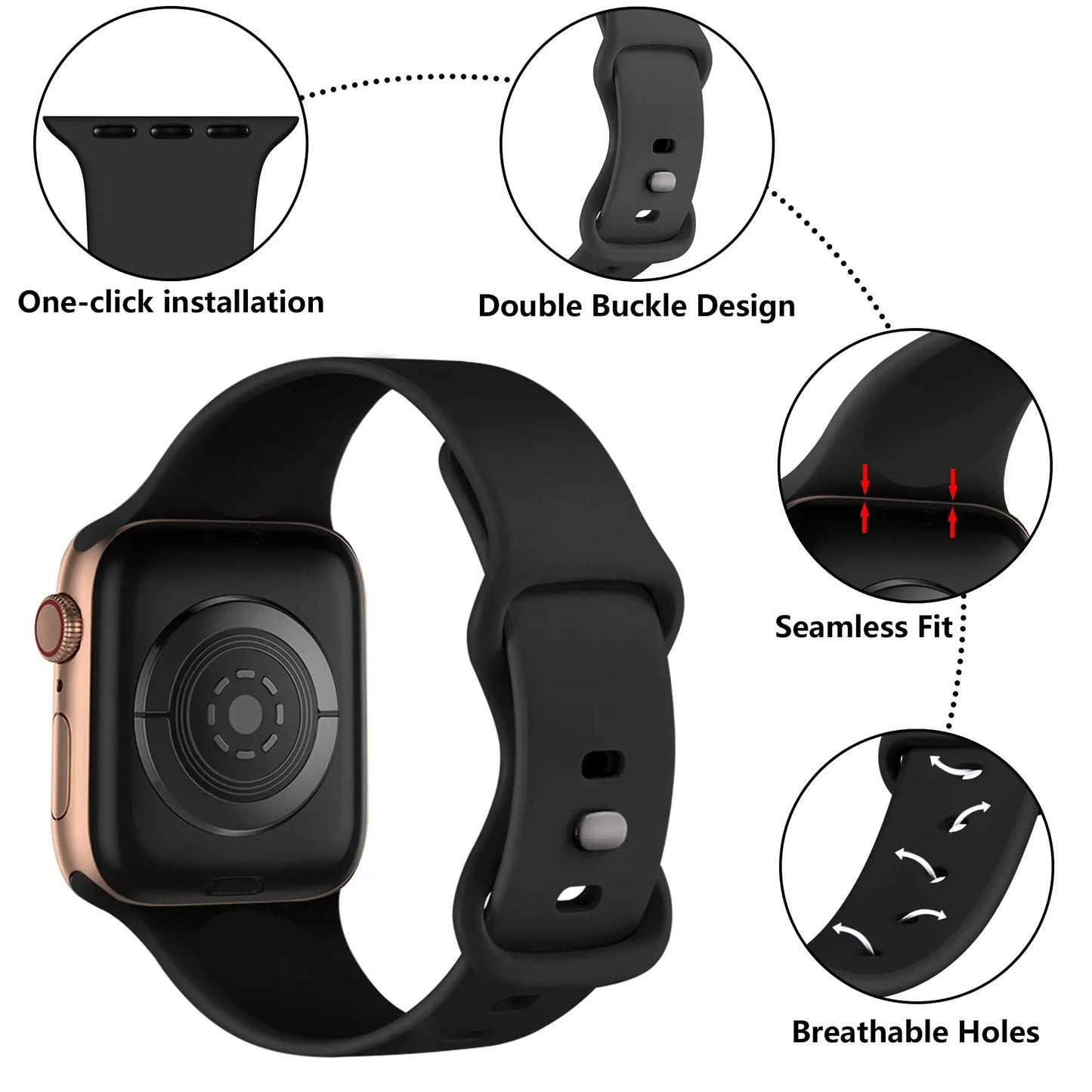 Apple Watch Series 3 Silicone Sport Watch Strap Flexible Classic Band
