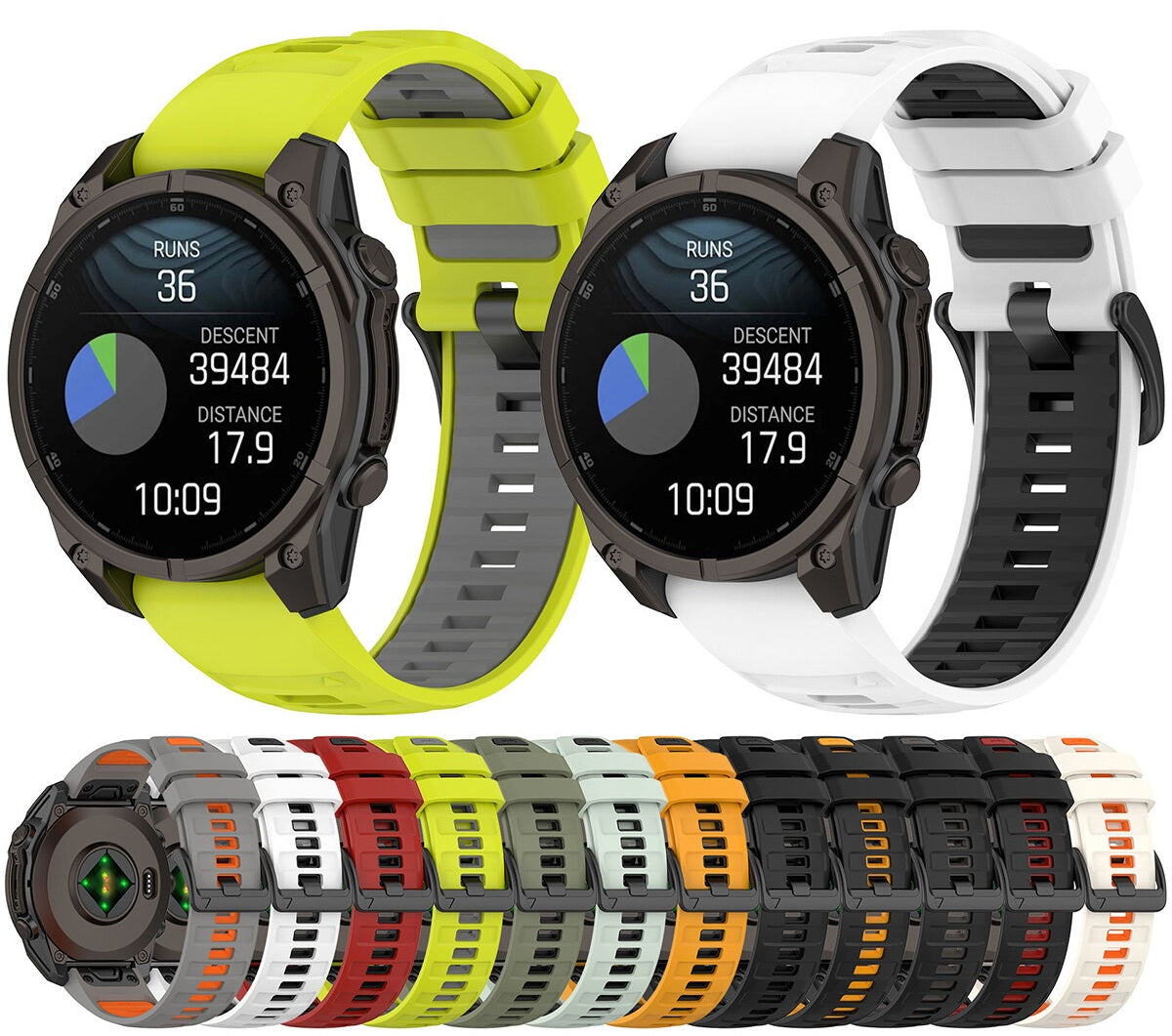 Garmin Fenix 8 Solar 47mm Strap Soft Silicone Two Tone Fitness Sports Band