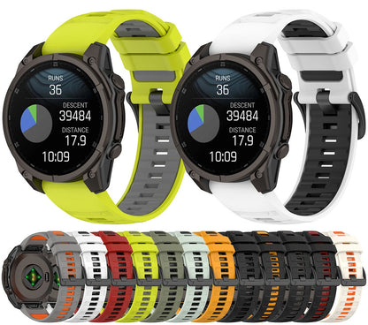 Garmin Fenix 8 Solar 47mm Strap Soft Silicone Two Tone Fitness Sports Band