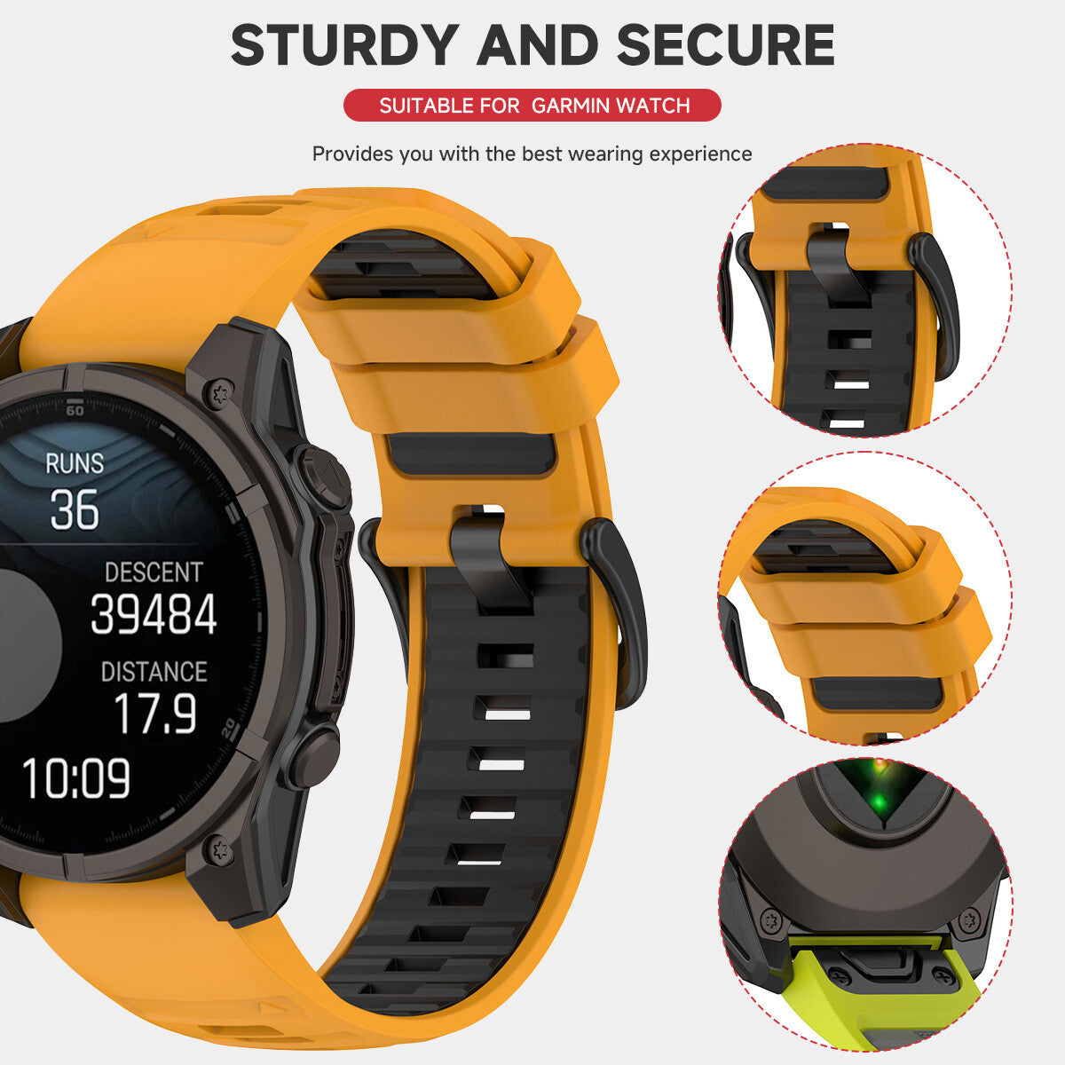 Garmin Fenix 8 Solar 47mm Strap Soft Silicone Two Tone Fitness Sports Band