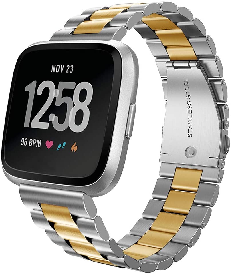 Fitbit Versa 3 Stainless Steel Strap Metal Bracelet Wristband