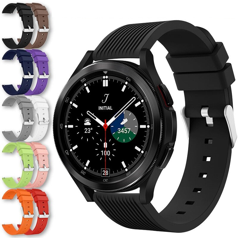 Samsung Galaxy Watch 4 (44 MM) Line Design Soft Silicone Strap Sports Band - Quick Release