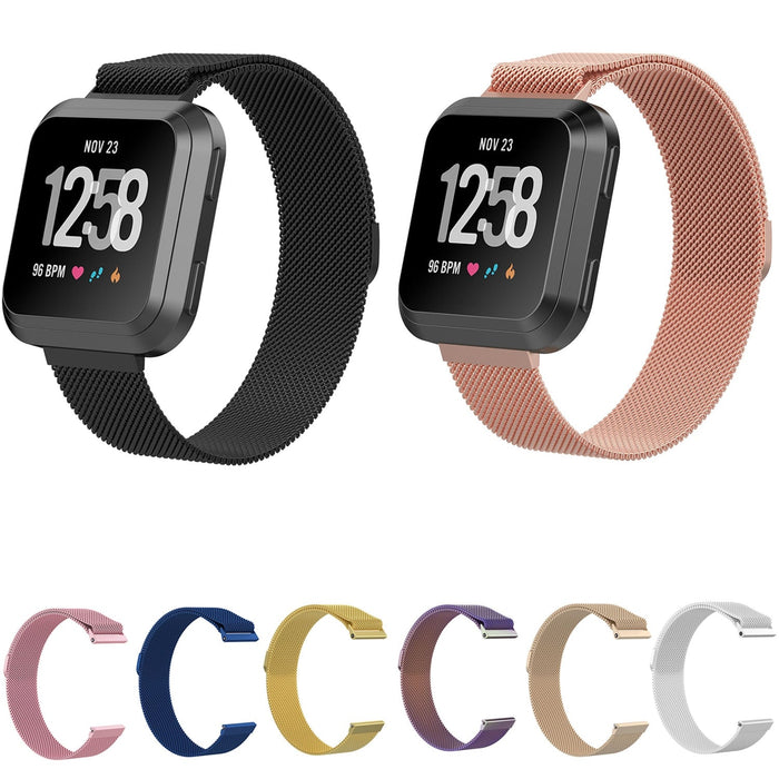 Fitbit Versa 4 Magnetic Milanese Metal Mesh Loop Band Strap Stainless Steel