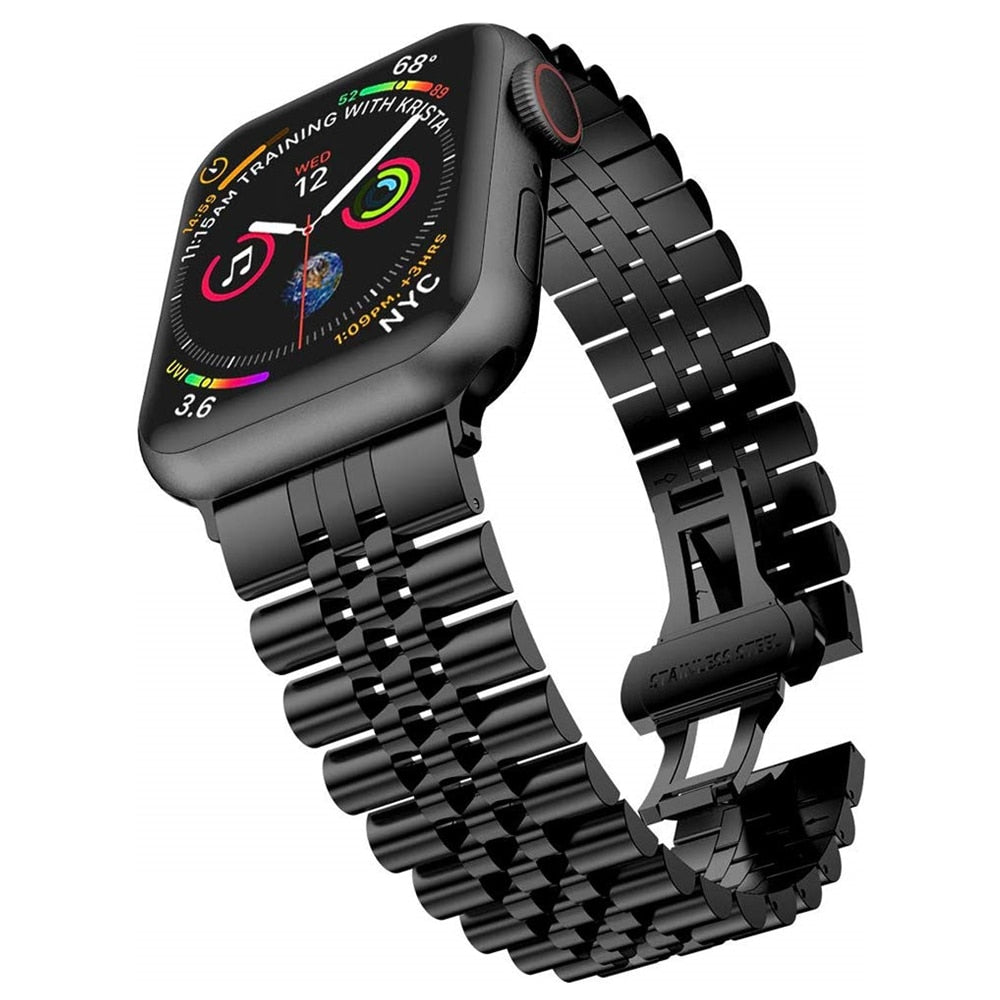 Stainless Steel Strap Metal Bracelet Wristband - Black (For Apple Watch)