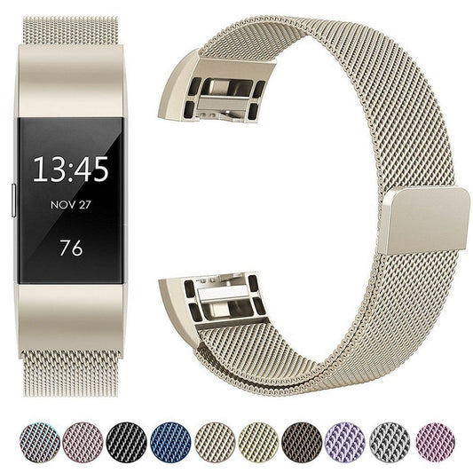 Fitbit Charge 2 Magnetic Milanese Metal Mesh Loop Band Strap Stainless Steel